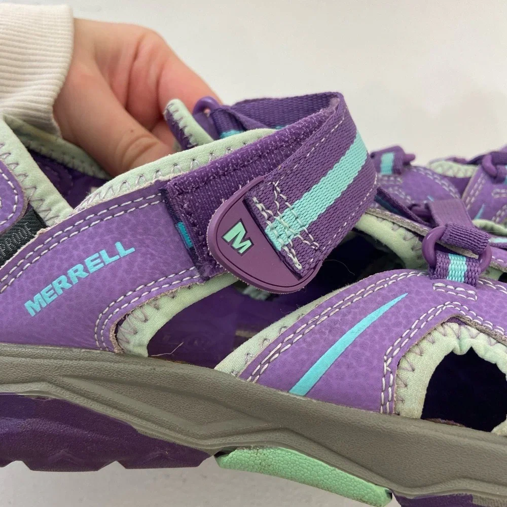 EUC Merrell women's purple hook loop strap hydro hiker hiking sandals shoes 6
